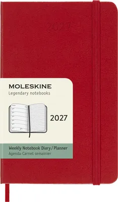 Produktbild von Moleskine 12 Monate Wochen Notizkalender 2027, Pocket/A6, 1 Wo = 1 Seite, rechts linierte Seite, Fester Einband, Scharlachrot