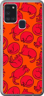 Produktbild von MuchoWow® Handyhülle Schutzhülle Hülle für Telefoonhoesje Samsung Galaxy A21s Muster - Katze - Orange - Jungen - Mädchen - Kinder - Kind Silikon Softcase Handy Hülle - Hartschale