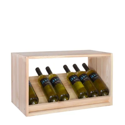 Produktbild von Weinregal 60 cm mit einer Schrägablage, Kiefernholz natur