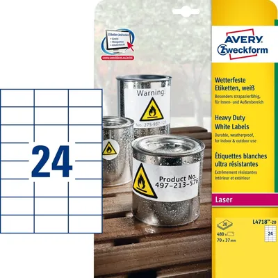 Image de Avery L4718-20 étiquette à imprimer Blanc Imprimante d'étiquette adhésive
