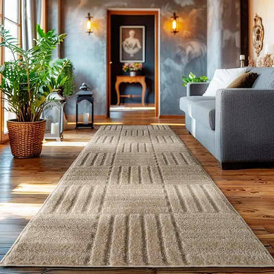 Produktbild von Homebyhome Hochflor Teppich Wohnzimmer Skandinavische Boho Design 3D Optik Teppich Shaggy Flauschig Weich, Grösse: 80x250 cm