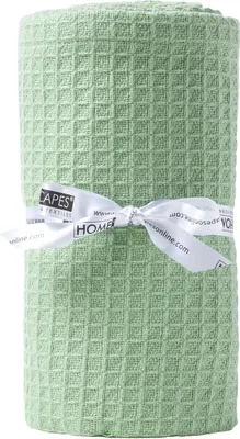Produktbild von HOMESCAPES 100% Baumwolle Waffel Babydecke lindgrün, 90 x 110 cm