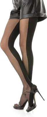 Produktbild von Damen Strumpfhose mit Muster Langstreifen Nero Frauen Hose Socken N.1596 40 DEN schwarz S/M