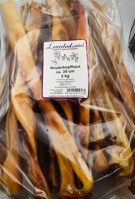 Produktbild von Lunderland - Rinderkopfhaut, lang (ca. 35 cm) 2kg Leckerli Snack