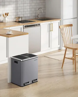 Produktbild von Mülleimer - Treteimer - 30 L - Stahl - Ergonomisches Fußpedal - Hellgrau
