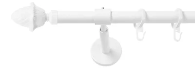 Produktbild von SN Deco Gardinenstange Nantes, 19 mm, 1-läufig, Stahl, Komplett-Set mit Ringen, geschlossener Träger, 160 cm, weiß