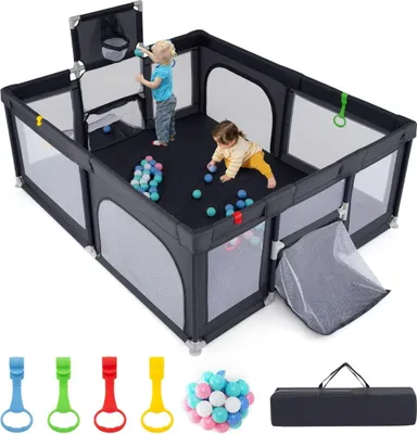 Obrázok produktu pre Detská ohrádka 188x157 cm s basketbalovým košom a bránkou