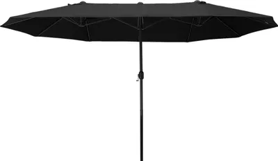 Produktbild von Doppelsonnenschirm 455 x 270 cm Gartenschirm mit Handkurbel oval stabil Metallstange Marktschirm Doppelsonnenschirm Terrassenschirm Sonnenschutz für Strand Balkon Terrasse Garten Schwarz