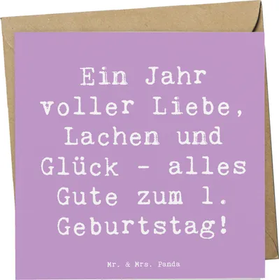 Produktbild von Mr. & Mrs. Panda Klappkarte Spruch 1. Geburtstag Liebe Lachen Glück - Lavendeltraum - Geschenk, anlasskarte, Ein Jahr voller, Geburtstagsspruch, alles Gute zum, faltkarte