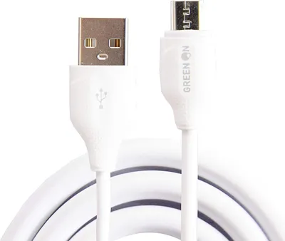 Produktbild von GreenON 2.4A Micro-USB Fast Charge Schnellladekabel 1 Meter Datenkabel Kabel Ladegerät kompatibel mit Smartphones in Weiß