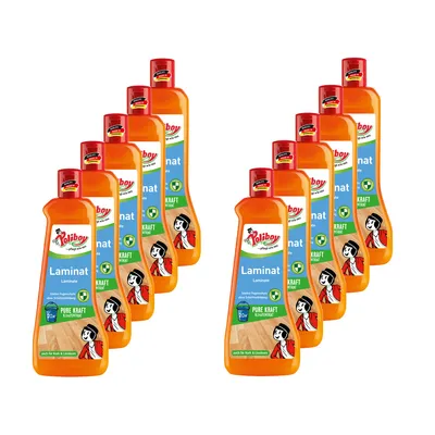 Produktbild von Poliboy Laminat Pflege Konzentrat 10er Set - 5L, Inhalt jeweils 500ml - reinigt kraftvoll und streifenfrei, mit Nässeschutzformel