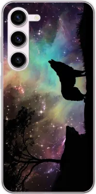 Produktbild von König Design Hülle kompatibel mit Samsung Galaxy S23 Plus Kunststoff Soft Handyhülle - Handy Case Wolf Abendhimmel