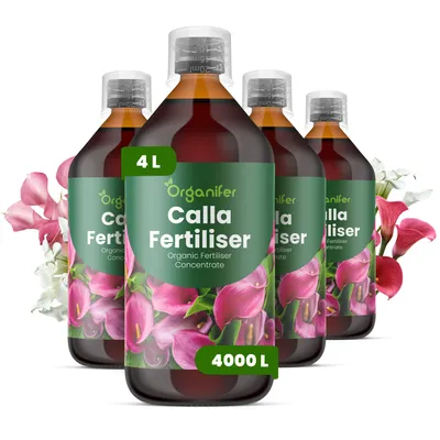 Obrázok produktu pre Calla Tekuté hnojivo 4x1 L – 3-4-3 NPK – Pre kvitnúce rastliny – Pre bohaté kvitnutie a silné korene – Podporuje rast koreňov a vitalitu – Organický produkt