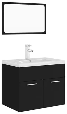 Immagine prodotto di vidaXL Set di mobili da bagno in legno nero