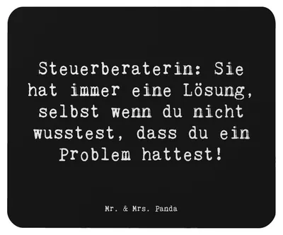 Produktbild von Mr. & Mrs. Panda Mauspad Spruch Steuerberaterin Lösung - Schwarz - Geschenk, Berufsgestaltung, Wertschätzung, Handgefertigt, Beruf, Mouse Pad, pc, Steuerprofi, Mousepad