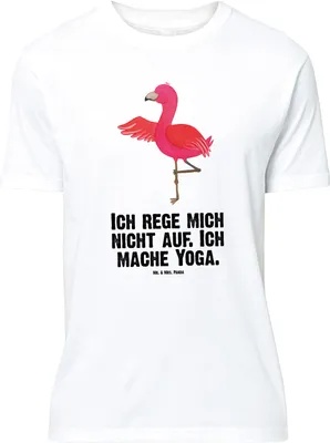 Produktbild von Mr. & Mrs. Panda T-Shirt Flamingo Yoga - Weiß - Geschenk, Aufgeregt, Tshirt, Entspannung, Namaste, Ärger, Lustiges, Kurzarm, Yogi, S, Baum, Shirt