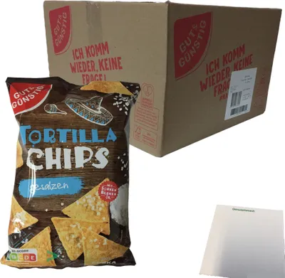 Produktbild von Gut & Günstig Tortillachips Mais-Chips gesalzen 10er Pack (10x300g Beutel) + usy Block
