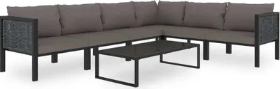 Produktbild von 7-tlg. Garten-Lounge-Set mit Auflagen Poly Rattan Anthrazit