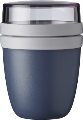 Produktbild von Mepal - Lunchpot Ellipse Mini - Praktischer Joghurtbecher & Müslibecher - Unterteilung für Joghurt & Müsli - Geeignet für Gefrierschrank, Mikrowelle & Spülmaschine - 300 ml + 120 ml - Nordic Denim