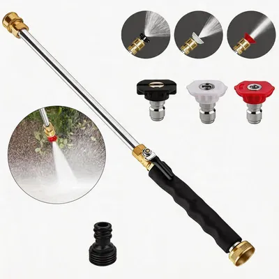 Produktbild von Hochdruckreiniger Düse 3 Aufsätze 2026 – Linear Flach & Säule mit Schnellkupplung | 3/4″ & 1/2″ Adapter | Für Auto Terrasse Garten