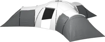 Produktbild von Campingzelt für 6-9 Personen, 4 Räume, Vorzelt, wasserdicht, 615x 615x225cm, Grau