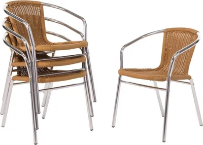 Produktbild von Bolero Korbstühle aus Aluminium und PE-Geflecht natur 4 Stück