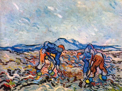Zdjęcie produktu dla Vincent Van Gogh Art Print Obraz - Rolnicy zbierający ziemniaki, 1890 (60 x 80 cm)