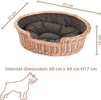Obrázok produktu pre Vŕbový kôš pre psov oválny s vankúšom 75X57 H19 CM