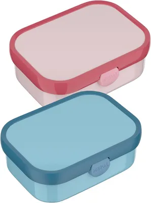 Produktbild von Mepal - Lunchboxen Campus 2er Set - Bento Lunchboxen für Kinder - Brotdosen mit Bento-Fach & Gabel - Meal Prep Box mit Clip-Verschluss - Spülmaschinenfest - 750 ml - Cool blue & Cool pink