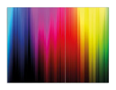 Produktbild von Wallario Herdabdeckplatte aus Glas, Größe 70 x 52 cm 2-teilig, Motiv Bunte Regenbogenstreifen auf Schwarz