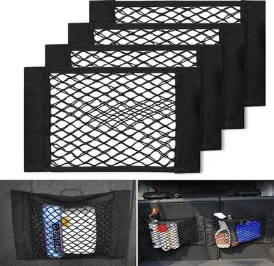 Produktbild von Auto-Netz für Kofferraum, 4 Stück, universell, elastisch, Netz mit Klettverschluss, für Auto/SUV, Kofferraum, 40 x 25 cm