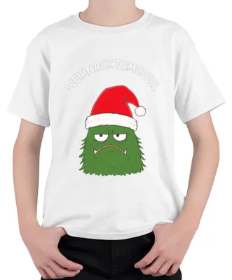 Produktbild von WEIHNACHTSMUFFEL Weihnachtsmonster Nikolausmütze sarkastisch Kinder T-Shirt, Weiß, 104