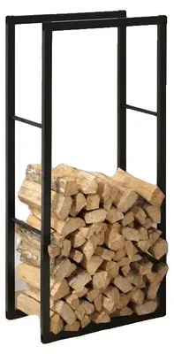 Obrázek produktu pro Regál na dříví, vyrobený z odolné oceli, určený pro použití v interiéru, barva černá