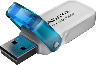 Produktbild von ADATA UV240, 64 GB, USB Typ-A, 2.0, Kappe, 7 g, Blau, Weiß