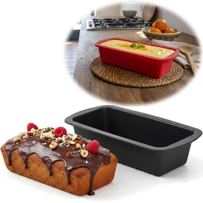 Produktbild von LS-LebenStil Silikon Königskuchenform Kastenform 27cm Brotbackform LFBG konform Kuchenform Antihaft Backform perfekt zum Kuchen und Brot Backen