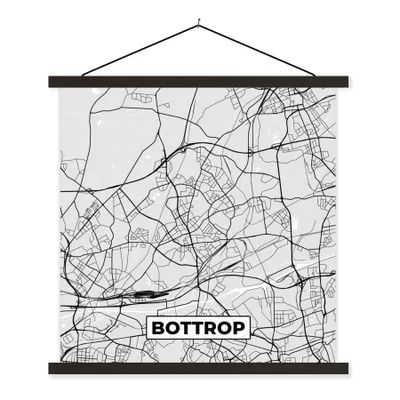 Produktbild von MuchoWow® Textilposter Bottrop - Karte - Stadtplan - Deutschland - Karte 90x90 cm mit schwarzem Rahmen - Magnetisches