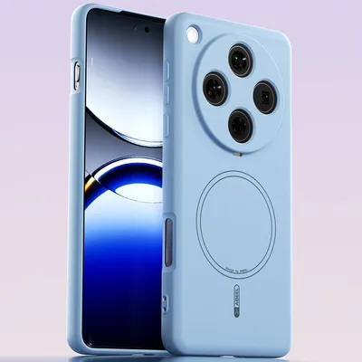 Image de Etui magnétique pour Oppo Find X8 Pro, compatible MagSafe, silicone liquide, résistant aux chocs et aux rayures Bleu