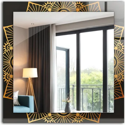 Produktbild von Dekorativer Wandspiegel - Bedruckter Spiegel - Motiv - 60x60 cm - Mandala-Muster