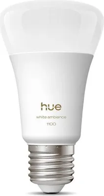 Immagine prodotto di Lampadina LED connessa, Philips Hue, luce bianca calda, attacco E27, 8,1 W, 1100 lumen, 1000-2000 k