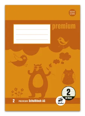 Produktbild von Staufen® 734042002 Schulblock PREMIUM LIN 2 - A5, 50 Blatt, 90 g/qm, liniert farbig