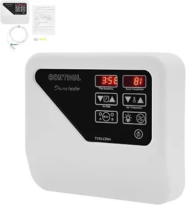 Zdjęcie produktu dla Cyfrowy sterownik sauny o mocy 3-9 kW, urządzenie do sterowania sauną z regulacją temperatury, dwa tryby czasowe, zakres regulacji temperatury 40–105 °C, przeznaczone do saun, spa i siłowni (napięcie 380V-415V)