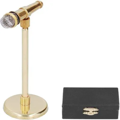 Produktbild von Miniatur Mikrofon 8 cm - Gold - Dekorative Accessoire - Geschenk - Ornament