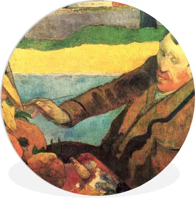 Produktbild von MuchoWow® Rundes Wandbild - Runde Bilder Der Sonnenblumenmaler - Vincent van Gogh Ø 30 cm Kreis Wanddekoration Kunststoff - Wandkreis - Wandschmuck - Schlafzimmer - Bilder - Der Kreis - Kunst für die Wohnung - Plastik - Kunstdruck - Wandbild