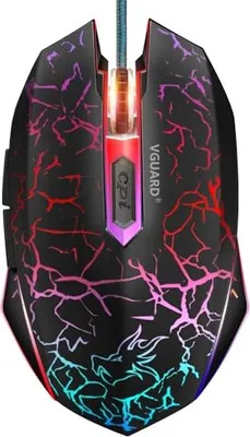 Immagine prodotto di Mouse da gioco Vguard, mouse ottico professionale cablato ad alta precisione 6 pulsanti/7 modalità LED design Pro Gamer - Nero