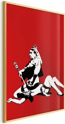 Immagine prodotto di Poster di Banksy: Regina Vittoria 29,7x42 cm con cornice dorata senza margine