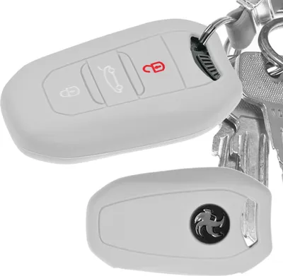 Produktbild von Auto Schlüssel Hülle Silikon Schutz Cover Grau kompatibel mit Citroen C4 DS4 DS6 DS5 DS7 Peugeot 208 508 2008 4008 3 Tasten KEYLESS SMARTKEY