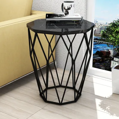 Produktbild von Skye Decor, Sofya - Black Marble, Beistelltisch, Schwarz, 100 % MELAMINBESCHICHTETE SPANPLATTEN, 46 x 46 x 57 cm