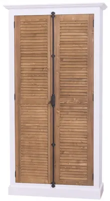 Produktbild von Casa Padrino Landhausstil Kleiderschrank aus Kiefernholz in Weiß / Braun, 109 x 39 x H. 210 cm