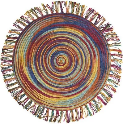 Productafbeelding van Set van 6 Ronde Placemats met Franjes - 44 cm - Rustiek en Kleurrijk Tafelkleed