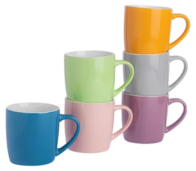 Produktbild von Argon Ta Farbige Kaffeetassen – 350 ml – Sommerwiese – 6er-Pack – Robuste Teetasse aus Steingut, spülmaschinen- und mikrowellengeeignet